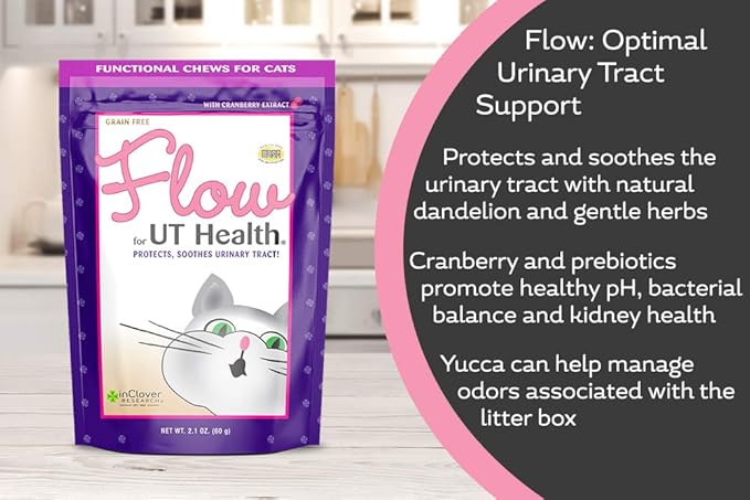 Flow Soft Chews for Daily Support for UT Health in Cats, Scientifically Formulated with Natural Ingredients for a Healthy Urinary Tract. 2.1oz. (60gm)-PurrikoPets