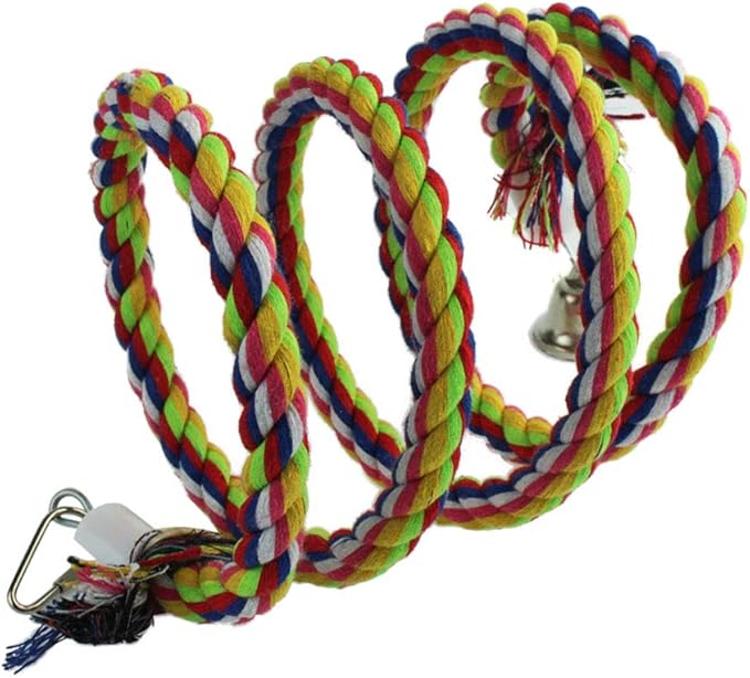 2pcs 63in Bird Perch Rope Bungee Parrot Toy - Pure Natural Cage Chewing Toy-PurrikoPets