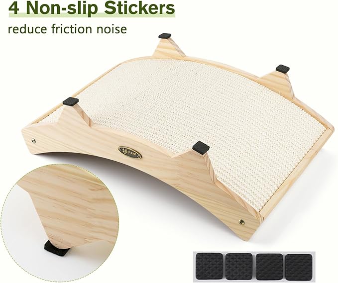 Cat Scratchers for Indoor Cats, Double-Sided Cat Scratcher with Natural Sisal, Scratch Pad for Scratcher Lounge, Durable Solid Wooden Structure-PurrikoPets