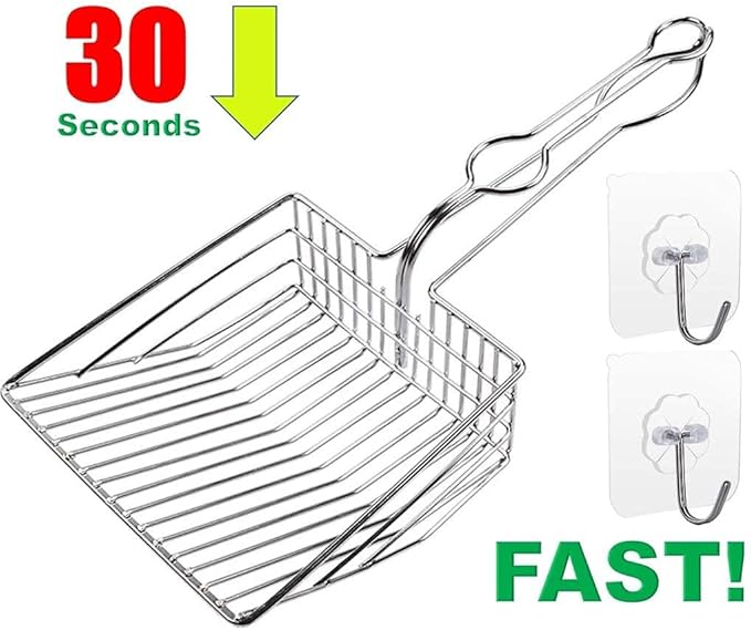 All Metal Litter Scoop, Solid Metal Sifter, Cat Litter Scoop Metal Jumbo, Cat Urine Scoop, Litter Scooper with Holder, Litter Scooper Holder, Jumbo Cat Litter Scoop Sifter Scooper Holder-PurrikoPets