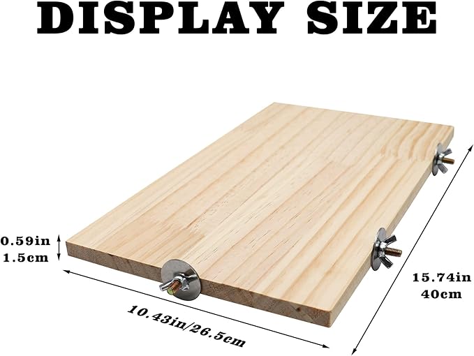 15.7×10.4 Inches Large Bird Perch Stand Platform, Natural Wooden Small Animals Cage Accessories, Rectangle Stand Perch Shelf for Parrot Parakeet Cockatiel Rat Hamster Guinea Pig Conure Chinchillas-PurrikoPets