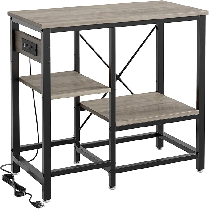 20-29 Gallon Fish Tank Stand with Power Outlets, 30.7 x 13.8 Metal Aquarium Stand with 3-Tiers Adjustable Storage Shelves, 6-Legs Reptile Terrarium Stand, 400 LBs-PurrikoPets