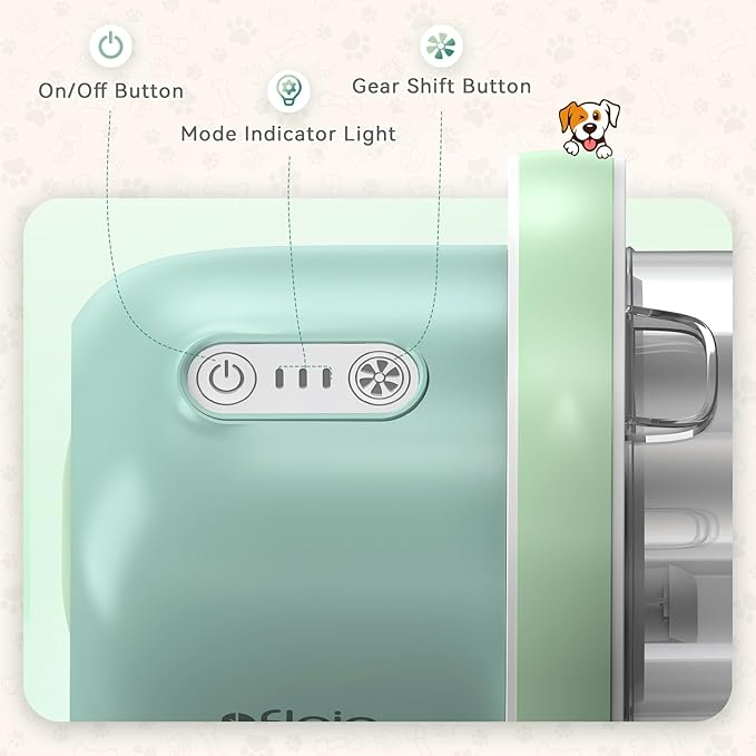 Afloia 6-in-1 Dog Grooming Kit, Pet Grooming Vacuum for Shedding, Dog Hair Vacuum with Clipper Nail Trimmer Grinder, Pet Brush Groomer at Home, Low Noise Cats Hair Remover, 1.5L Dust Cup, Green-PurrikoPets