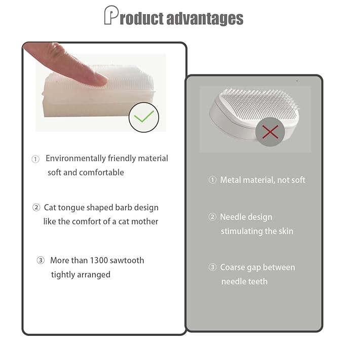 2PC Soft Cat Brush for Grooming - Gentle Cat Tongue Brush with 1300+ Barbed Serrations, Brushes for Sensitive Cats - Lightweight, gentle, Perfect for Daily Grooming & Enhancing Bonding-PurrikoPets