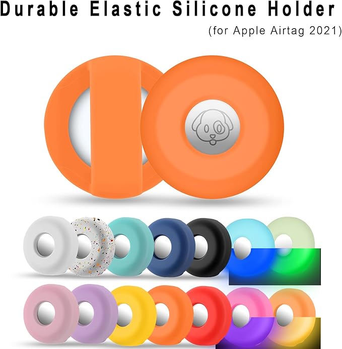 Airtag Holder for Dog Collar, Cibaabo Silicone Air Tag Case Cover Compatible with Apple Airtags for 0.8-1.2inch Cat Pet Collar Harness Loop-PurrikoPets