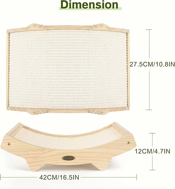 Cat Scratchers for Indoor Cats, Double-Sided Cat Scratcher with Natural Sisal, Scratch Pad for Scratcher Lounge, Durable Solid Wooden Structure-PurrikoPets