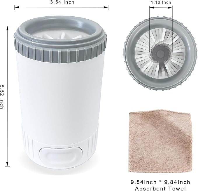 Dog Paw Cleaner with Absorbent Towel, Dog Paw Washer, Muddy Paw Cleaner, Dog Foot Cleaner, Plunger Style Dog Paw Washer, Paw Cleaner for Dogs, Suitable for Small Breed & Medium Breed Dogs-PurrikoPets