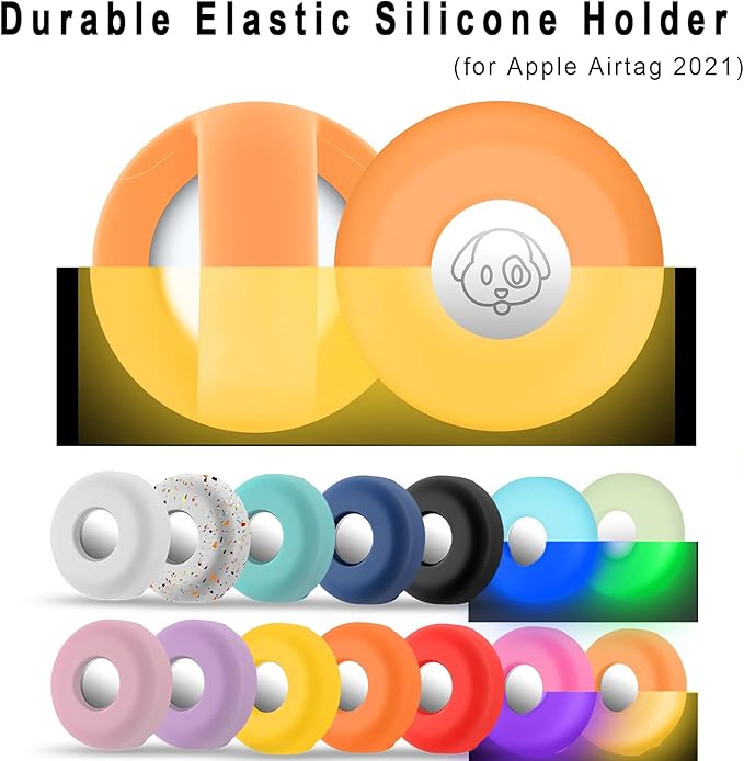 Airtag Holder for Dog Collar, Cibaabo Silicone Air Tag Case Cover Compatible with Apple Airtags for 0.8-1.2inch Cat Pet Collar Harness Loop-PurrikoPets