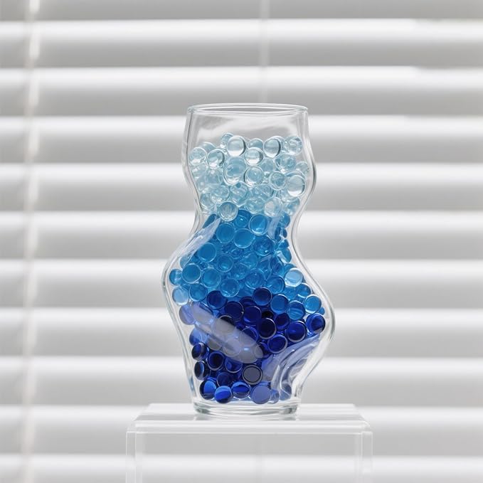 2.16LB Mix Colors Glass Beads Vase Filler Aquarium Gravel Decor Flat Glass Marbles Gems Pebbles Fish Tank Rocks Home Decorative Art Craft - 3 Colors Mixed-PurrikoPets