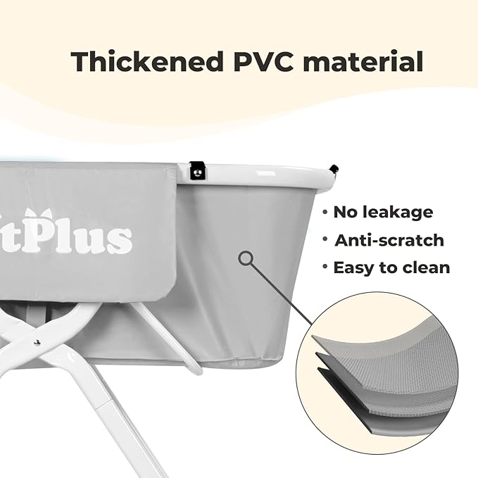 Elevated Dog Bathtub, 5 Height Adjustable Portable Dog Wash Station for Small to Large Pets, Foldable Bathing Tub with Storage & Anti-Slip Design Gray-PurrikoPets