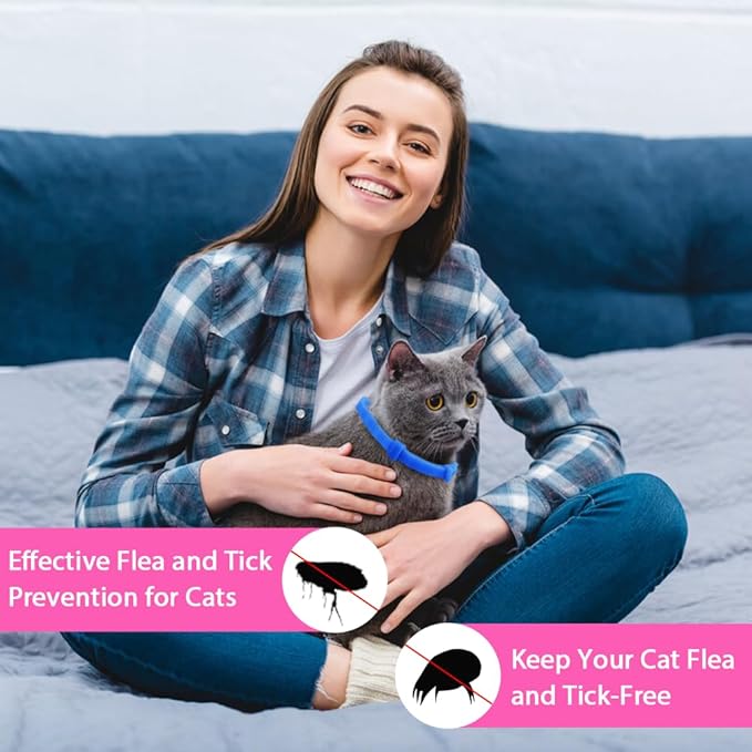 4 Pack Flea and Tick Collar for Cats, Natural Plant Oil Formula Cat Flea Collar Provides 32-Month Protection for Flea & Tick Prevention, Waterproof & Adjustable Cat Flea Treatment for Most Cats-PurrikoPets