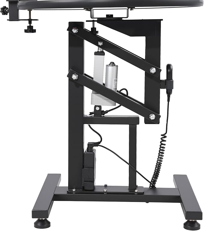 Electric Hydraulic Lift Pet Dog Grooming Table, 24Inch 360° Rotating Grooming Desktop for Small Dogs, with Overhead Arm, Wireless Remote, Tool Organizer, Black-PurrikoPets