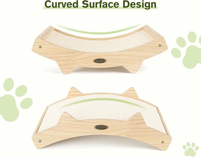 Cat Scratchers for Indoor Cats, Double-Sided Cat Scratcher with Natural Sisal, Scratch Pad for Scratcher Lounge, Durable Solid Wooden Structure-PurrikoPets