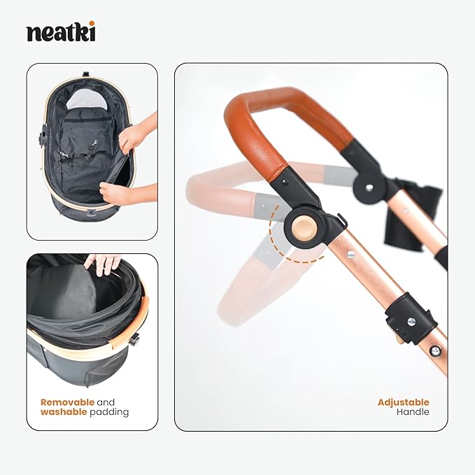 3 in 1 Pet Stroller - Stroller for Small to Medium Dogs and Cats up to 55 lbs, with Detachable Carrier/Car Seat, Foldable and Lightweight, Detachable Cushion + Cup Holder (Gray)-PurrikoPets