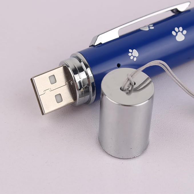 EAWONGEE Rechargeable Cat Toys - Indoor/Outdoor Cats Chase Light Toy for Kitty & Dog with 3 Light Modes, 5 Patterns, Blue-PurrikoPets