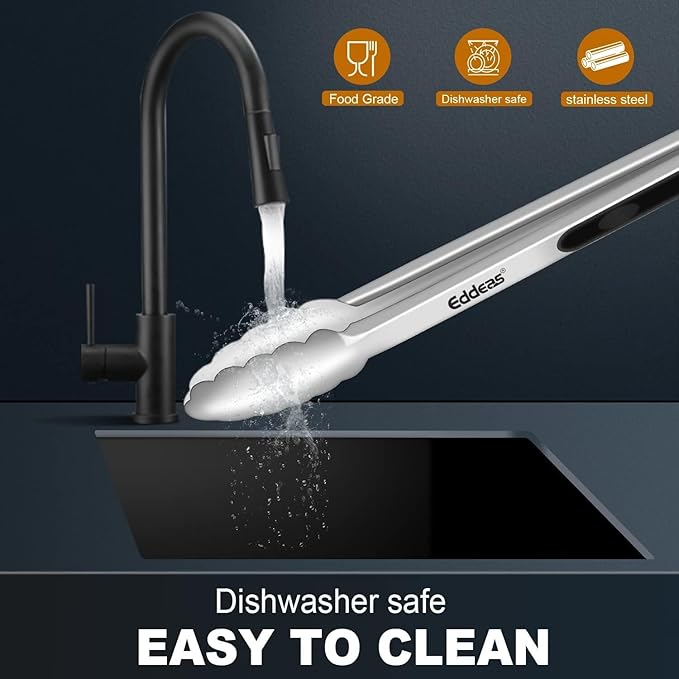 4 Pack Tongs For Cooking, Heat Resistant 600 Degrees 9",12" Stainless Steel Locking Metal Tong & 9",12" Kitchen Tongs with Silicone Tips, Non-Slip Food Silicone Tong, Heavy Duty, Non-Stick-PurrikoPets