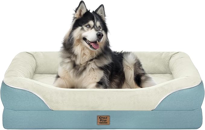 Washable Orthopedic Large Dog Bed - Dog Beds Large Sized Dogs with Removable Cover Waterproof Orthopedic XL Pet Bed with Bolster-PurrikoPets