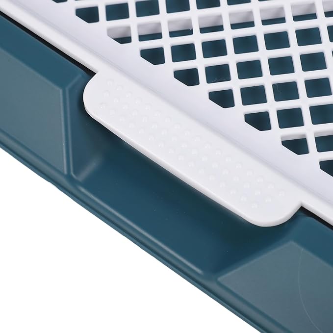 Fabater Dog Potty Toilet Training Tray, Portable Multifunctional Mesh Puppy Training Toilet Pad Holder with Bafflel for Small Dogs Puppies (Peacock Blue)-PurrikoPets