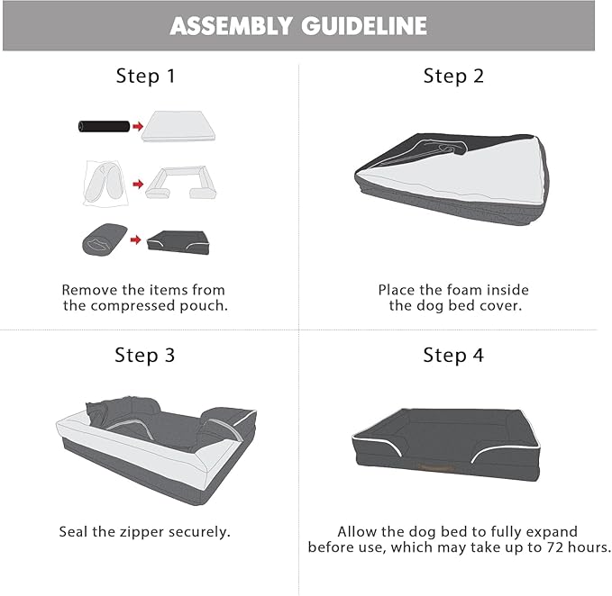 Friends Forever Orthopedic Dog Bed for Extra Large Dogs, Waterproof Memory Foam Dog Sofa Bed XL with Removable Washable Cover, Ally Grey, 42x32x7-PurrikoPets