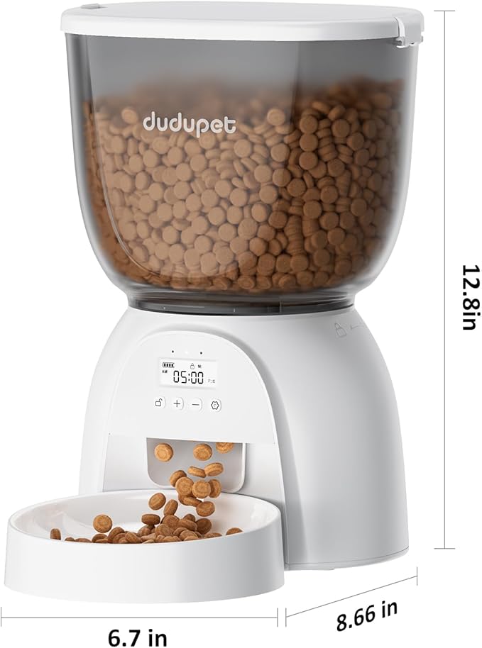 5L/21 Cup Automatic Cat Feeder, Timed Cat Dry Food Dispenser, Automatic Pet Feeders Dual Power Supply, 6 Meal Programmable 1-20 Portion Cats Feeder, Auto Dog Feeders,Pet Food Dispenser for Cats, Puppy-PurrikoPets