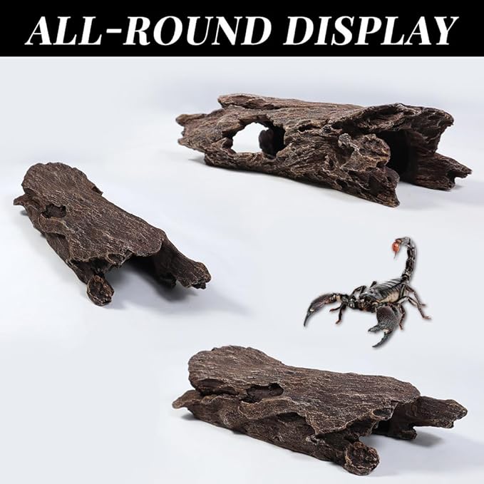 Fish Tank Decorations - Large Aquarium Decorations Air Bubbler Tree Fish House for Betta Hideout Caves Buddha Decor Temple Ruins Arched Betta Fish Accessories Reptile House Shelter Decor (Wood A-M)-PurrikoPets