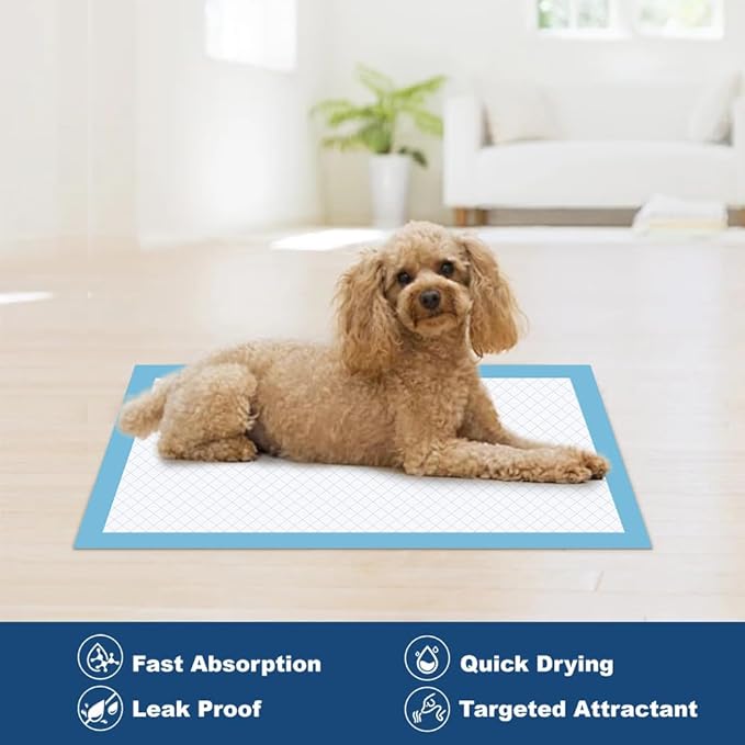 100 Count 22” x 22” Disposable Dog Pee Pads, Super Absorbent Leakproof Puppy Pads Quick Drying, Pee Pads for Dogs, Potty Dog Training Pads-PurrikoPets