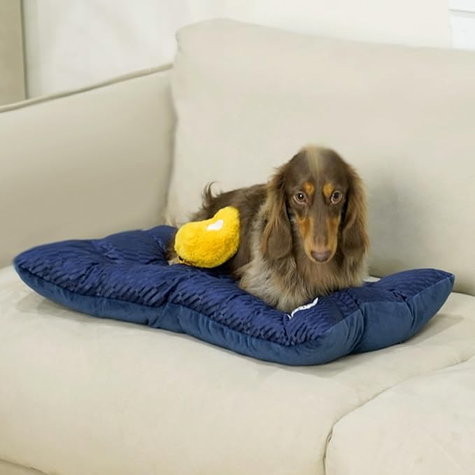 FUNNY FUZZY 2 in 1 Dog Bed Crate Pad Mat, Washable Reversible Pet Floor Mats,Fluffy Kennel Pad for Small Large Sized Dog,Indoor Cats,Sleeping Mattress, 23.6" × 17.9", Midnight Blue-PurrikoPets