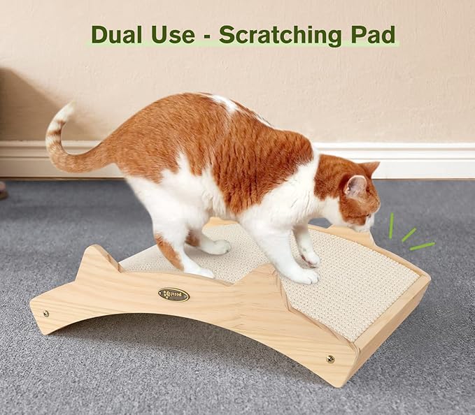 Cat Scratchers for Indoor Cats, Double-Sided Cat Scratcher with Natural Sisal, Scratch Pad for Scratcher Lounge, Durable Solid Wooden Structure-PurrikoPets