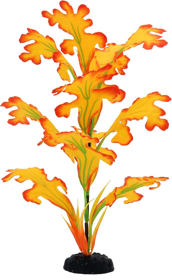 2-Pack 12 Inch Aquarium Silk Aquarium Plants, Artificial Plastic Plant for Small Tank, Goldfish, Fish Hides (Yellow, 12 Inch)-PurrikoPets