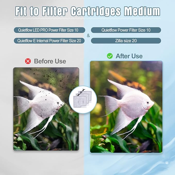 12 Pack Medium Filter Cartridges Compatible with Aqueon Replacement Filter Cartridges Compatible with Aqueon QuietFlow LED PRO Power Filter Size 10 & E Internal Power Filter Size 20 & Zilla Size 20-PurrikoPets