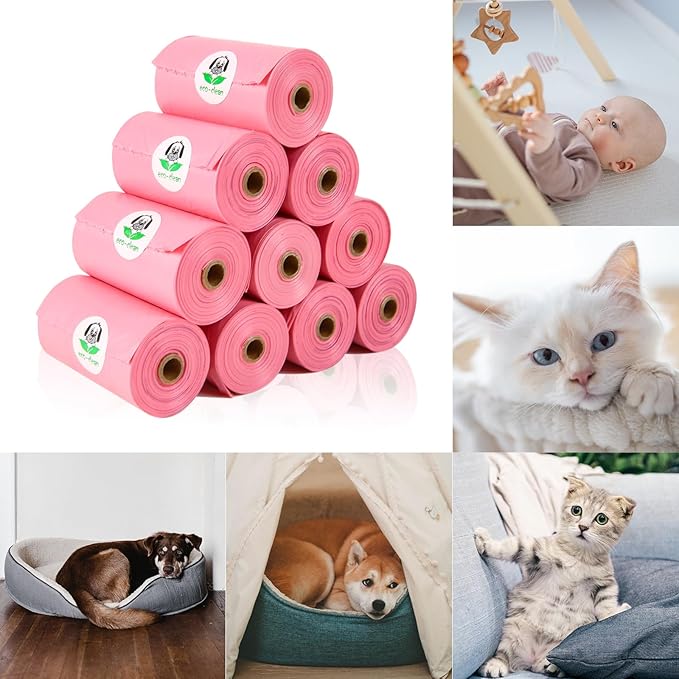 ECO-CLEAN 360 Count Dog Poop Bags with Dispenser, Leak-Proof, Cherry Blossom scented-PurrikoPets