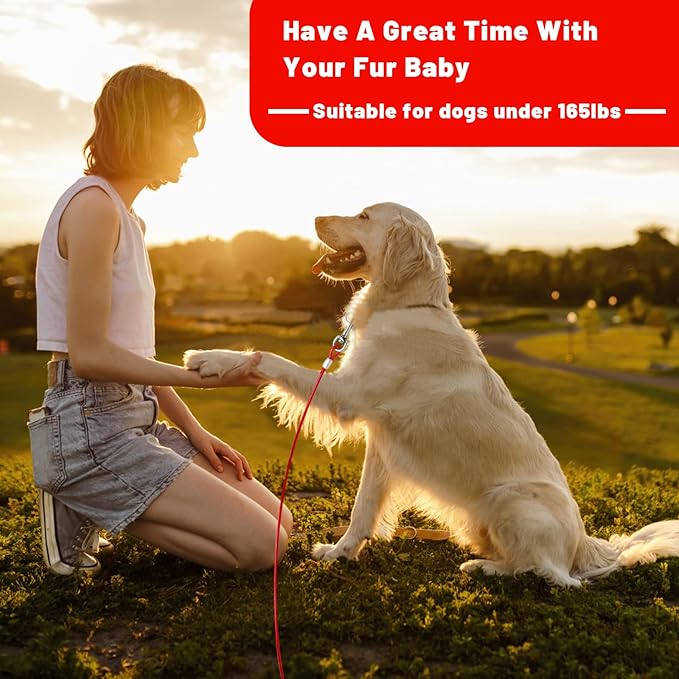 Dog Tie Out Cable 10/15/20/25/30 FT Runner for Yard Steel Wire Cable with Durable Superior Clips Red Chains for Outside Dog Lead for Large Up to 165 Lbs-PurrikoPets