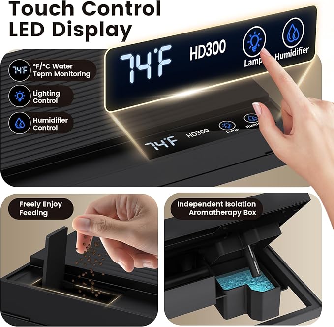 Fishkeeper 2.3G Smart Aquarium - Ultra Clear Glass Fish Tank w/Auto Timer 8-Color RGB Lights, 4-in-1 Self-Cleaning Silent Water Pump, Aromatherapy, Temperature Display, Perfect for Desktop Decor-PurrikoPets