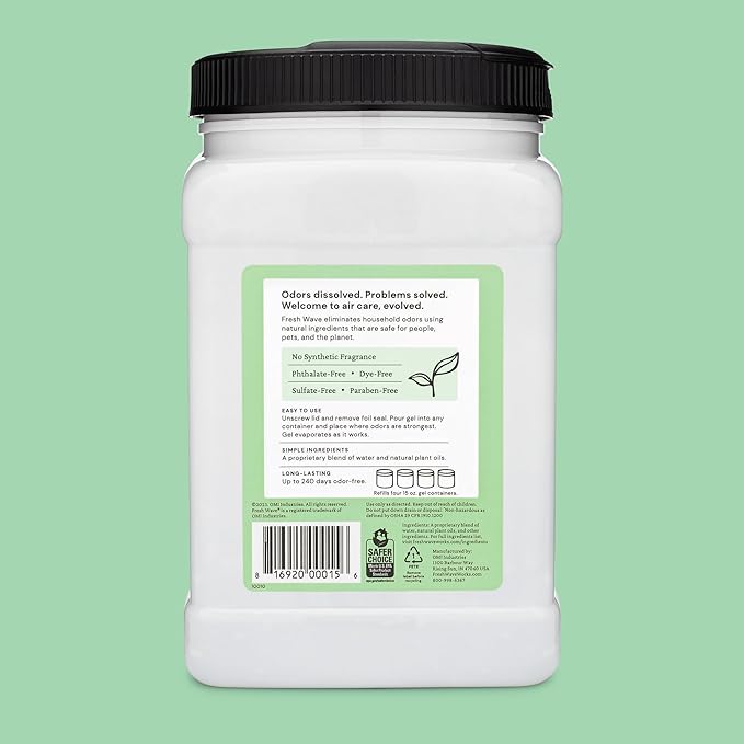 Fresh Wave Original Scent Odor Removing Gel Refill, 63 oz. | Safer Odor Absorbers for Home, Cooking, Trash, & Pets Areas | Natural Plant-Based Odor Eliminator-PurrikoPets