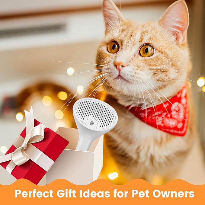 3 In 1 Cat Brush, Anti-Static Dog Brush One-click Self-cleaning Comb for Furry Pet, Rechargeable USB Cat Steam Brush for Shedding, Horse and Dog-PurrikoPets