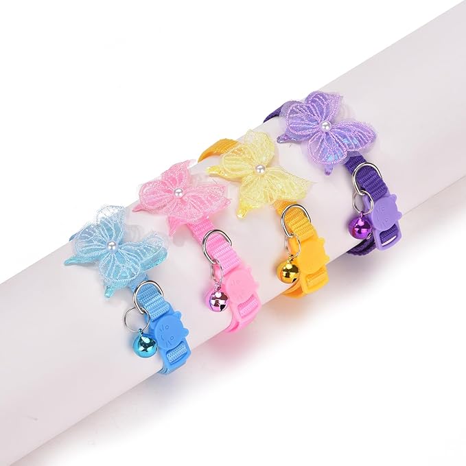 16 PCS Cute Cat Collars Breakaway with Bell for Boy Cats and Girl Cats Gifts (#2-Multicolor Lace)-PurrikoPets
