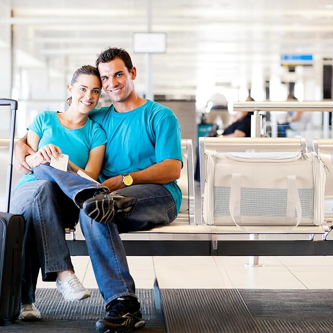 Fashion Leather Dog Carrier, Airline Approved Cat Carrier Soft Sided Pet Bag Carrier Purse for Puppy Kitten Small Animals White-PurrikoPets