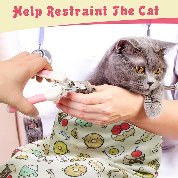 4p Cat Wrap for Cutting Nails Set, Self-Adhesive Cat Wrap Comfortable & Soft Cat Grooming Wrap Suitable for Many Cat Sizes Cat Burrito Wrap for Trimming Nails-PurrikoPets