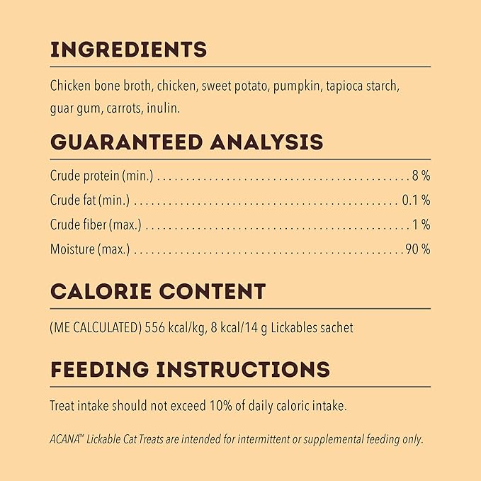 ACANA Lickables Cat Treats Chicken Recipe .5oz Tubes (5 Count)-PurrikoPets