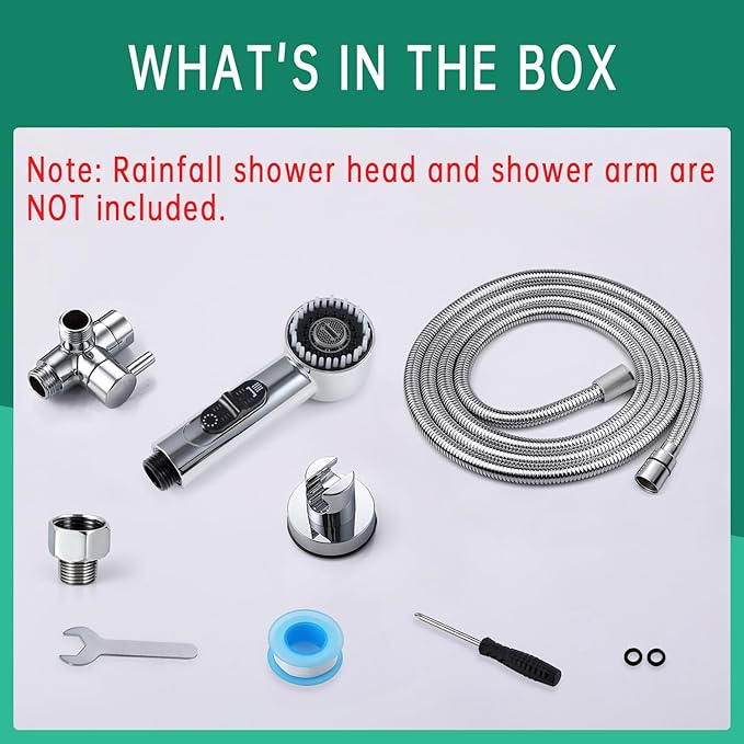 3 Mode Dog Shower Attachment, High Pressure Handheld Sprayer with ON/OFF Switch, G1/2" Metal Shower Diverter, 118 Inches Stainless Steel Hose, No Drill Hook, for Indoor and Outdoor Pet Bat-PurrikoPets