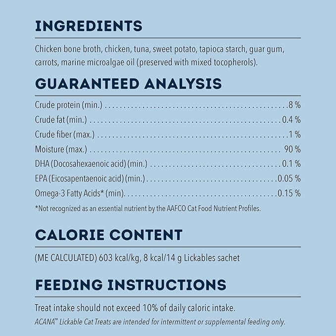 ACANA Lickables Cat Treats Chicken & Tuna Recipe .5oz Tubes (5 Count)-PurrikoPets