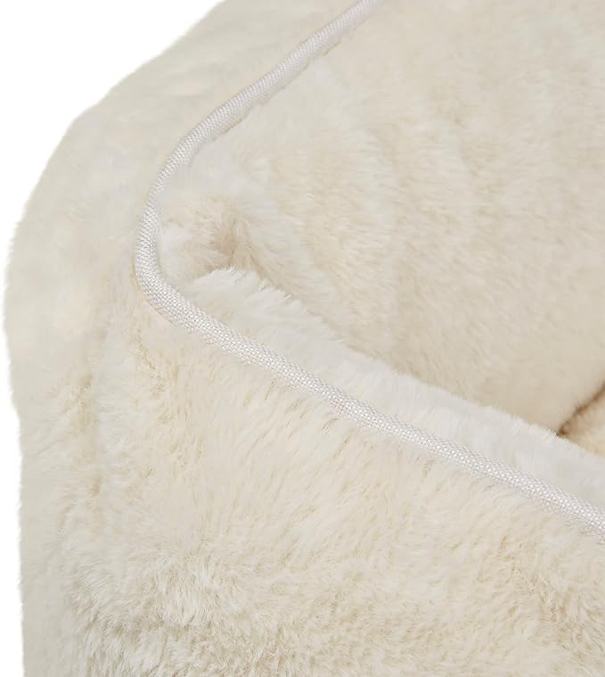 FUZI Luxury Aesthetic Dog Bed for Medium Dogs with Washable Cover, Pet Couch, Pet Bed with Sides, Non-Slip Bottom, Soft and Durable Calming Dog Bed, Faux Rabbit Fur, Medium 31.75x23.6x9.5 Soft White-PurrikoPets