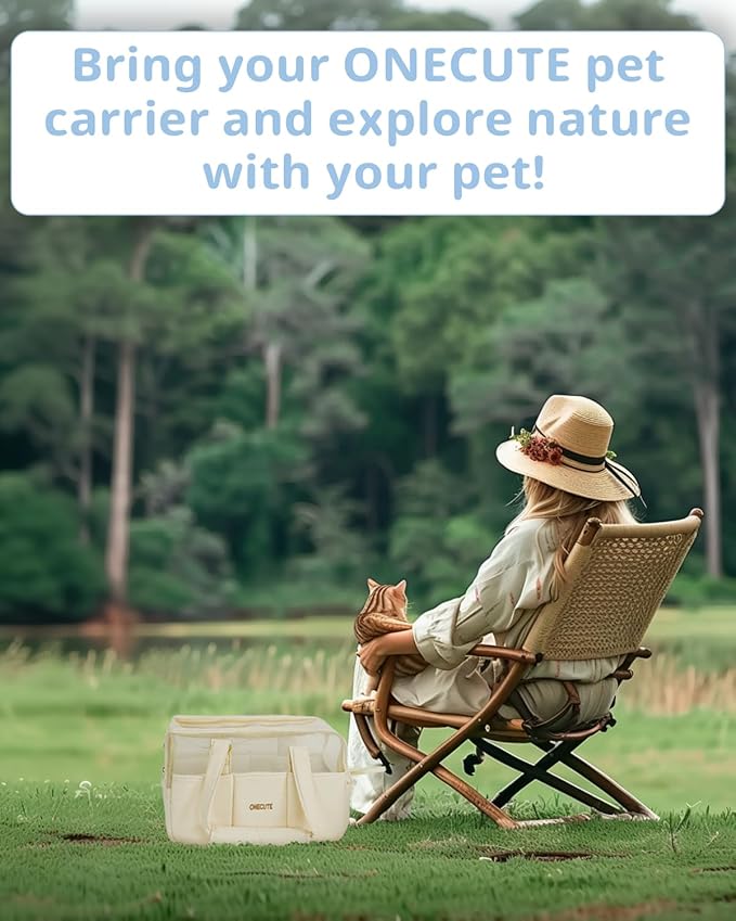 Dog Purse Carrier for Small Dogs Rabbit cat with Large Pockets, Cotton Bag, Dog Carrier Soft Sided, Collapsible Travel Puppy Carrier (Beige Breathable, 17.0" L x 7.5" W x 12.0" H)-PurrikoPets