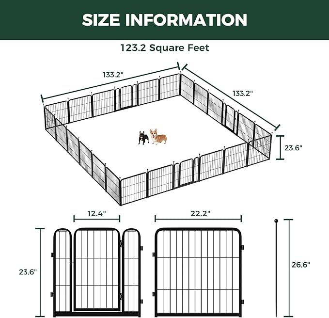 FXW Rollick Unleashed Dog Playpen for Indoor, Yard, RV Camping, 24 inch 24 Panels for Small and Puppy Dogs, Black│Patented-PurrikoPets