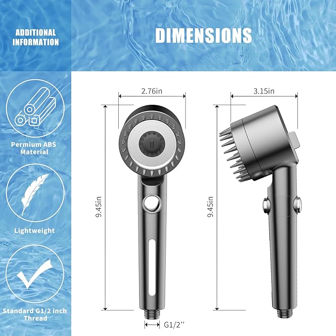 Filtered Shower Head with Handheld, High Pressure Water Flow and Multiple Spray Modes Shower Head with Filter, Power Wash for Hard Water, Showerhead with ON/OFF Switch for Pets Bath-PurrikoPets