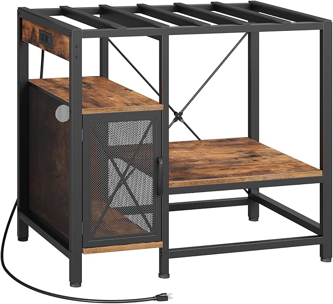 40-50 Gallon Fish Tank Stand, Aquarium Stand with Power Outlet and Storage Cabinet, Heavy Duty Tank Stand Suitable for Turtle Tank, Reptile Terrarium, for Home Office, Rustic Brown FTHR50E01-PurrikoPets