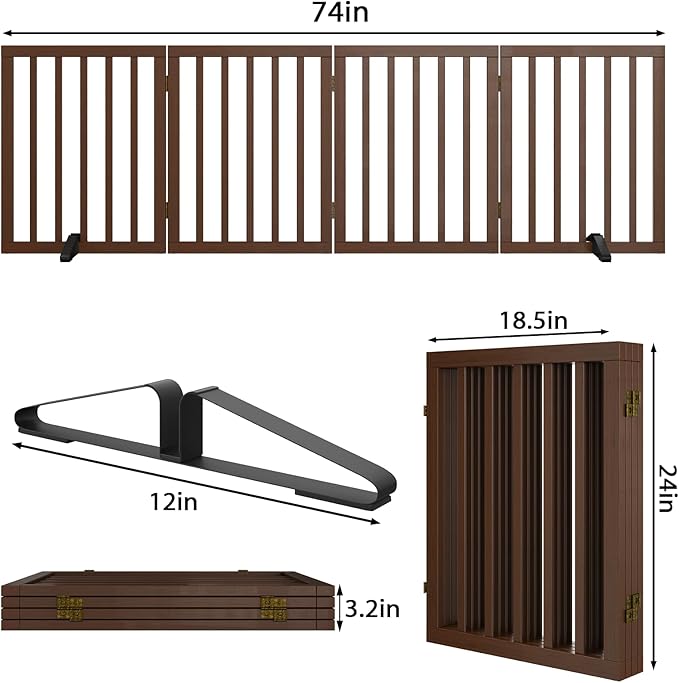 Dog Gate for Stairs,Foldable Dog Gate for Indoor Doorways House,Freestanding Pet Gates for Dogs,Doogie Puppy Fence Gate-PurrikoPets