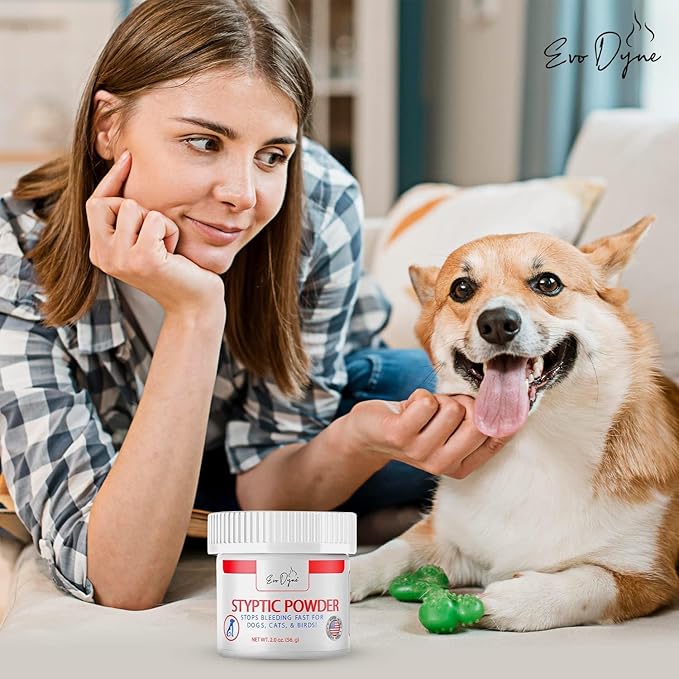 2-Pack Styptic Powder for Dogs, Cats, and Birds (2 oz) by Evo Dyne | Fast-Acting Blood Stop Powder for Pets | Quick Stop Bleeding Powder for Dog Nail Clipping, Grooming, Cuts and More-PurrikoPets