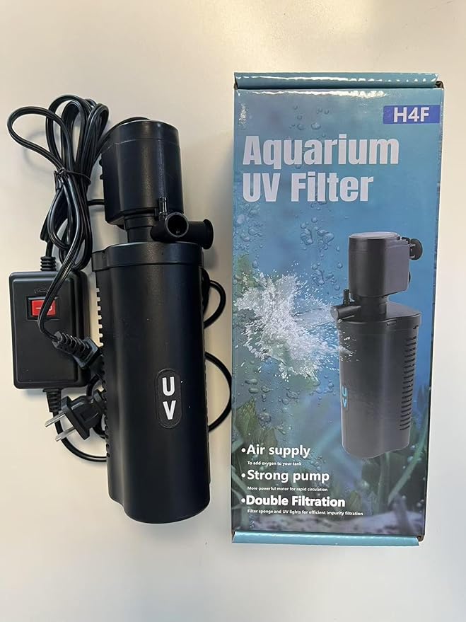 158GPH Small Aquarium Filter, UV Sterilizer for Aquarium for 10-45 Gallon Tank, Internal Pump for Turtle Betta Fish Tank Filter Silent 4-in-1 Green Killing Machine with Fish Tank Filters Deodorization-PurrikoPets