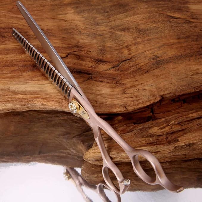 Fenice Peak Thinning Shears for Dogs and Cats Pet Grooming Scissors Chunkers Shears 440C Stainless Steel Professional Dog Trimming Scissors 7''-PurrikoPets